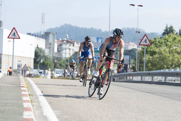 Pontevedra Spanien Juni 2017 Detalj Spanska Mästerskapet Triathlon Klubbar Firas — Stockfoto