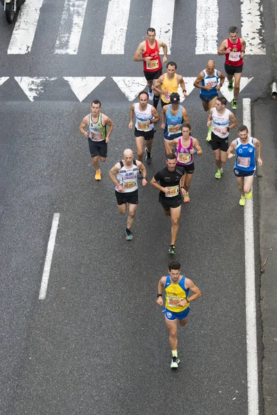 Pontevedra Spain October 2016 Detail Participants Popular Half Marathon City — стокове фото