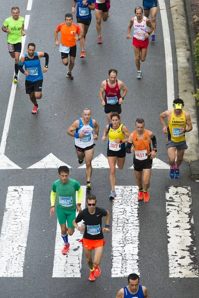 Pontevedra Spain October 2016 Detail Participants Popular Half Marathon City — стокове фото