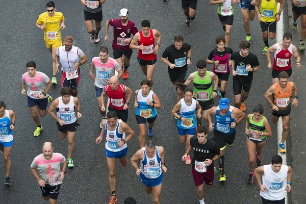 Pontevedra Spain October 2016 Detail Participants Popular Half Marathon City — Stock Photo, Image