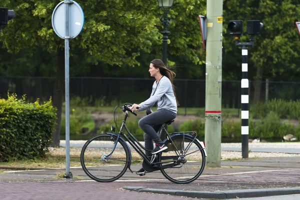 Hague Netherlands July 2015 Young Woman Long Hair Driving Black — Stock Photo, Image