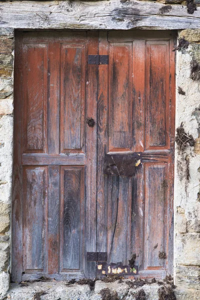 Wooden Door Deteriorated Time Shed Rural Area Lugo Spain — Stock Photo, Image