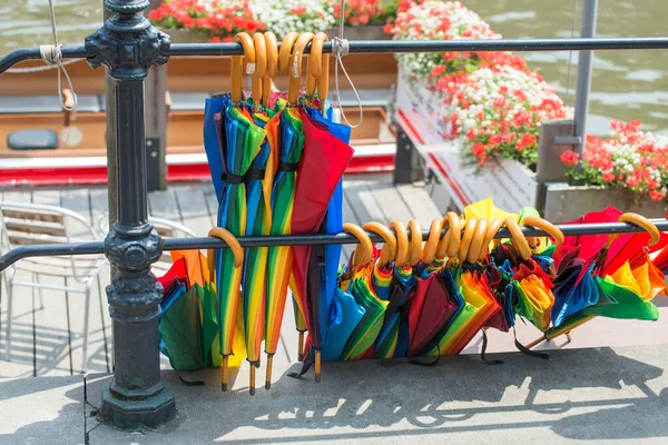 Parasols Colours Rainbow Used Tour Boats — Stock Photo, Image