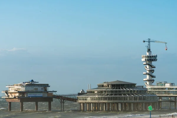 Scheveningen Notas Julho 2015 Construção Dos Cais Desta Cidade Costeira — Fotografia de Stock