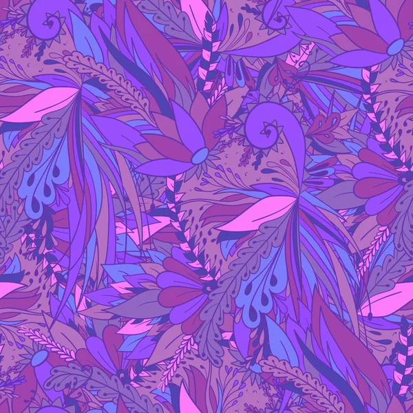 Patrón sin costuras con flores abstractas y hojas — Vector de stock