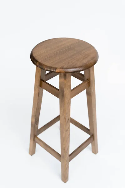 Okrągłe Drewniane Krzesło Bar Białym Tle — Zdjęcie stockowe