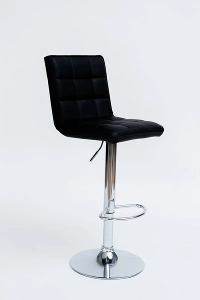 Επιχρωμιωμένο Σκαμπό Μπαρ Μαύρο Παραγεμισμένο Κάθισμα Φόντο Φωτογραφία Αρχείου