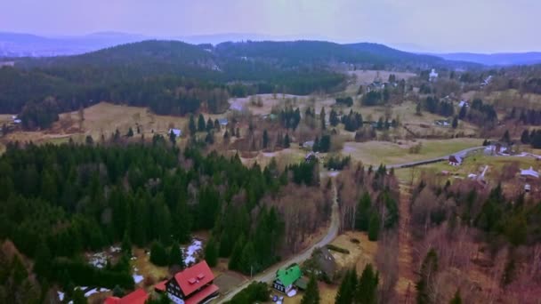 Flug Über Horni Maxov Isergebirge — Stockvideo