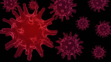 Siyah arka planda Coronavirus modeli. Covid-19 3D illüstrasyon