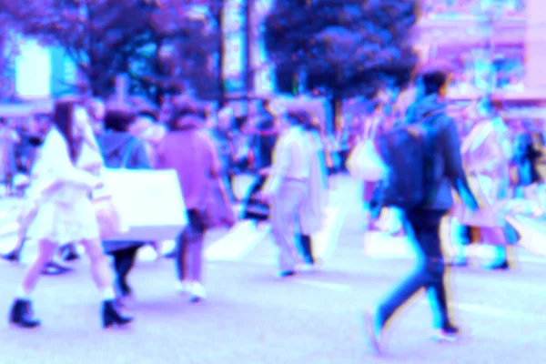 Abstract Blurred Image Holographic Foil Style People Walking — Stock Photo, Image