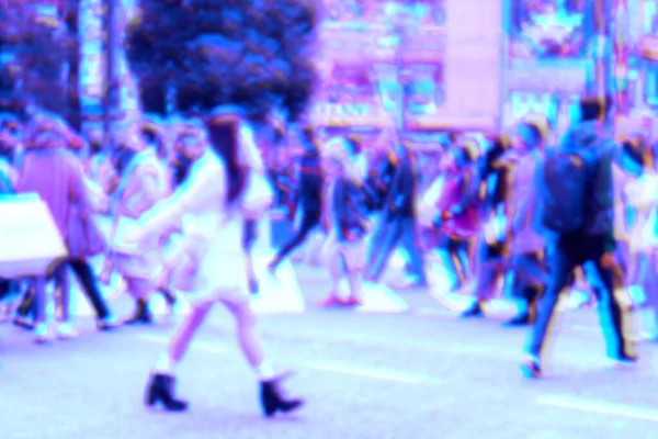 Abstract Blurred Image Holographic Foil Style People Walking — Stock Photo, Image