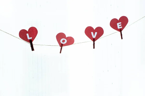 Бумажное Украшение Форме Красного Сердца День Святого Валентина — стоковое фото