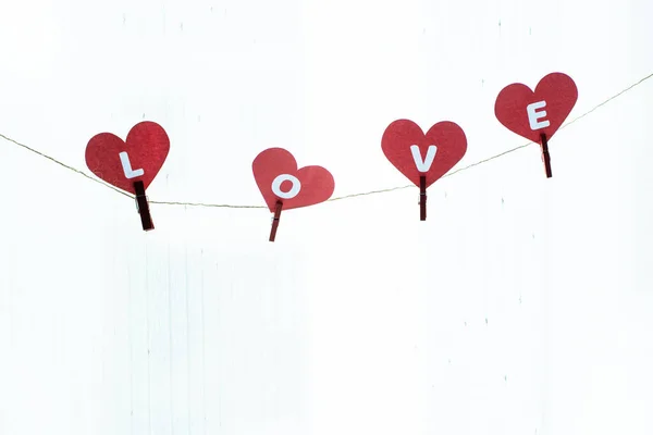 Red Heart Shaped Paper Decoration Valentine Day — Stock Photo, Image