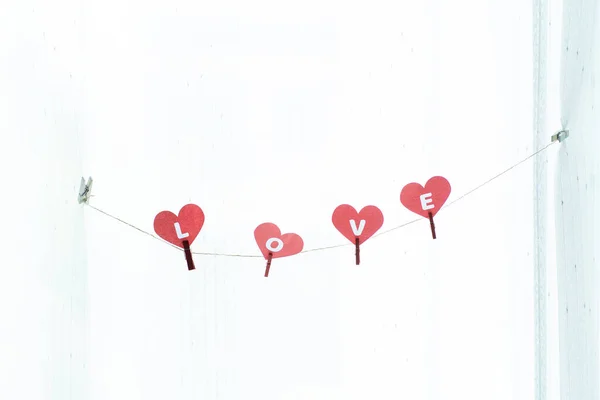 Red Heart Shaped Paper Decoration Valentine Day — Stock Photo, Image