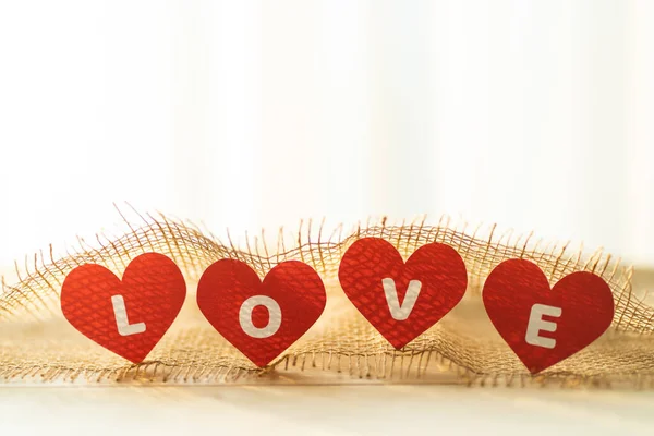 Love Four Red Heart Sack — Stock Photo, Image