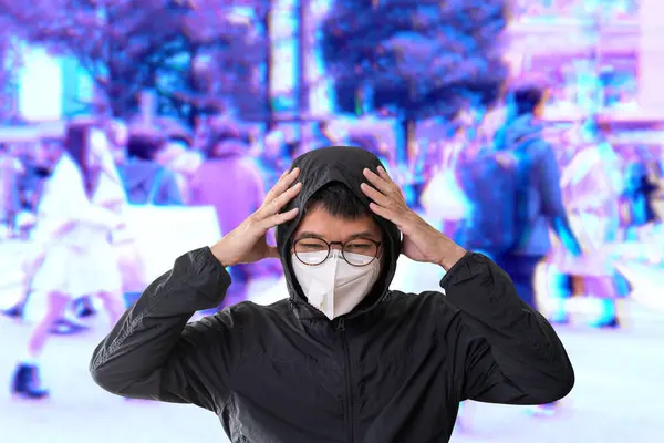 Asiatischer Mann Mit Chirurgischer Maske Zur Verhinderung Der Grippeerkrankung Coronavirus — Stockfoto