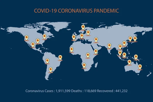 Rapporto Pandemico Mondiale Covid Coronavirus Sta Colpendo Molti Paesi Territori — Vettoriale Stock