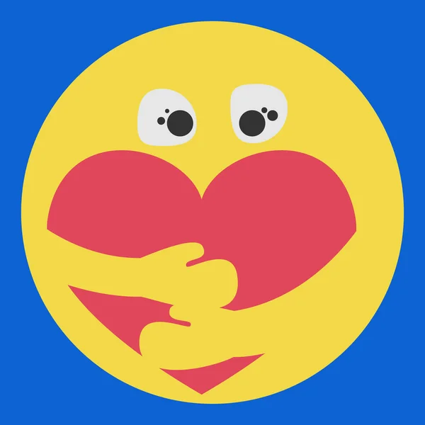 黄色的拥抱心脏的情感图标 让爱开开心心 — 图库矢量图片