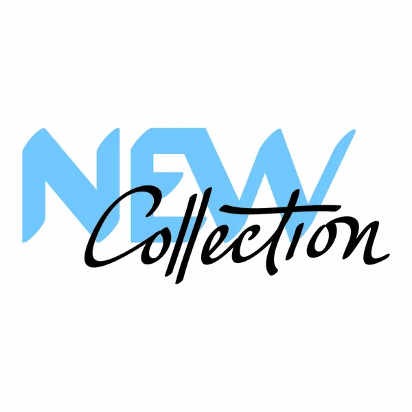 Bleu Nouvelle Collection Main Lettrage Vitrine Logo Vectoriel Illustration De Stock