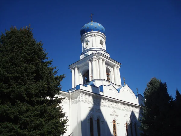 Святогорский Klasztor Przeciw Błękitny Niebo — Zdjęcie stockowe