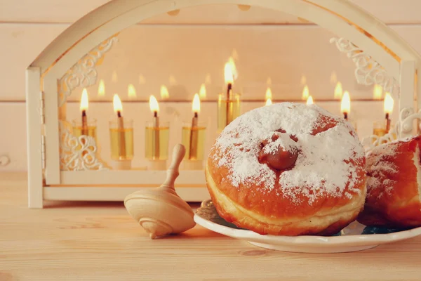 Immagine di messa a fuoco selettiva di vacanza ebrea Hanukkah — Foto Stock