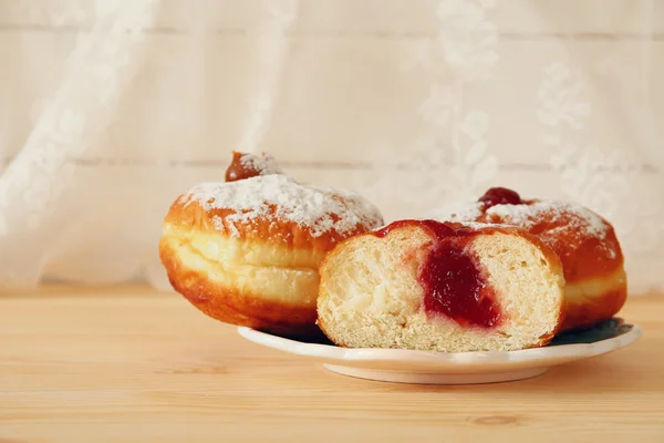 Image of jewish holiday Hanukkah with donuts — Stock Photo, Image