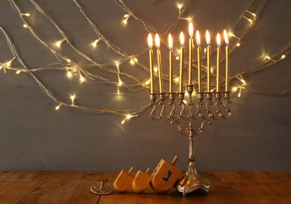 Chave baixa Imagem de feriado judaico Hanukkah — Fotografia de Stock