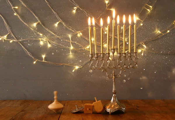 Chave baixa Imagem de feriado judaico Hanukkah — Fotografia de Stock