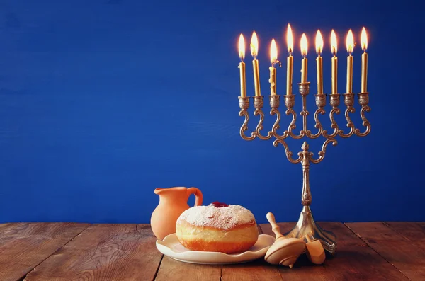 Image of jewish holiday Hanukkah with menorah — Stock Photo, Image