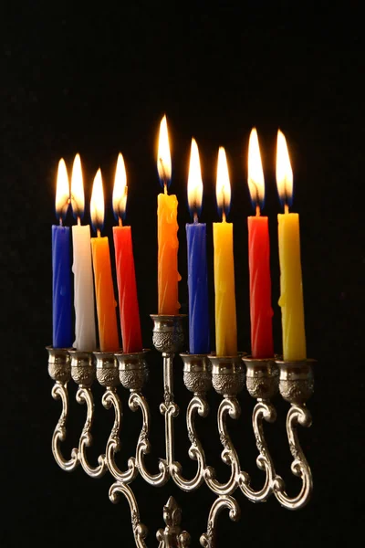 Bajo perfil Imagen de vacaciones judías Fondo de Hanukkah —  Fotos de Stock