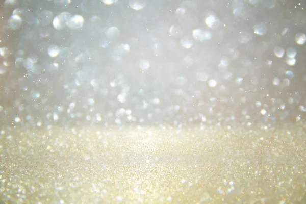 Glitter vintage lights background. silver and white — Stock Photo, Image