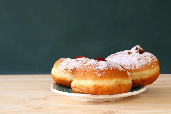 Image of jewish holiday Hanukkah with donuts — Stock Photo, Image