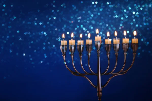 Low key Image of jewish holiday Hanukkah — Stock Photo, Image