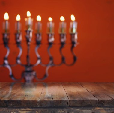 Yahudi bayramı Hanuka arka plan önünde boş tablo