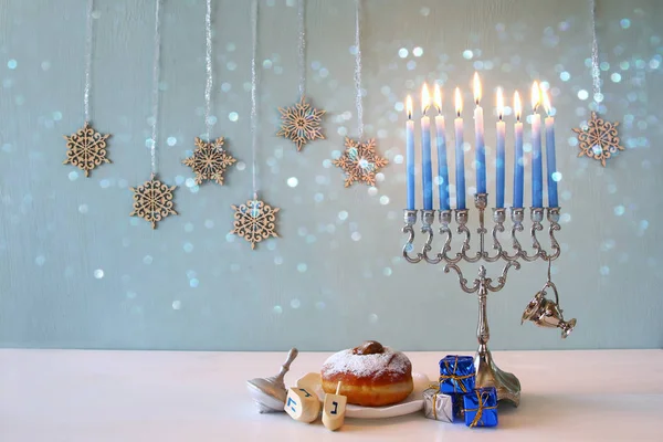 Εικόνα της εβραϊκής διακοπές Hanukkah με menorah — Φωτογραφία Αρχείου