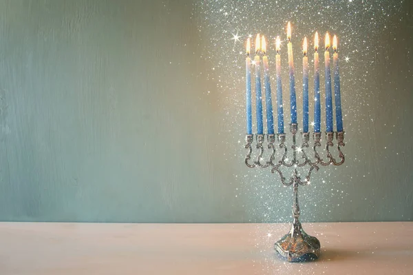 Bild des jüdischen Feiertags Chanukka mit Menora — Stockfoto