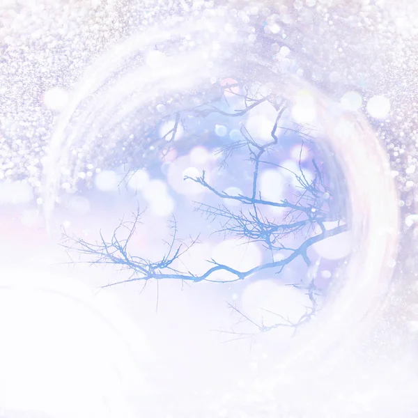 裸の木の枝が付いている抽象的なキラキラ ライト — ストック写真