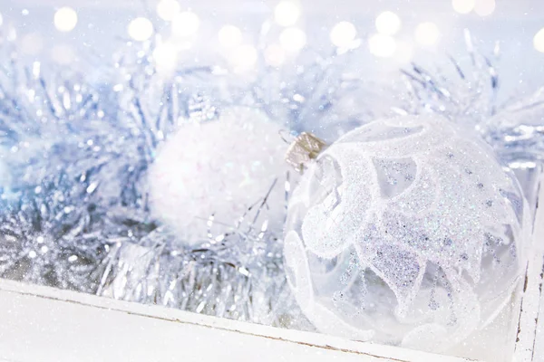 Image of christmas festive tree white ball decoration — Stock Photo, Image