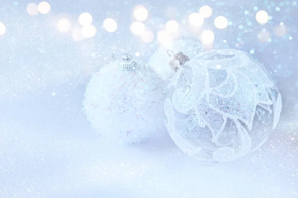 Image of christmas festive tree white ball decoration — Stock Photo, Image