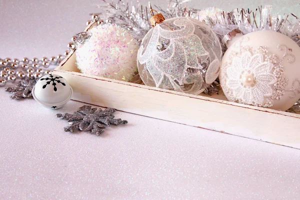 Image of christmas festive tree white ball decoration — Stock Photo, Image