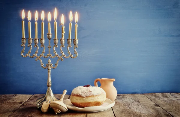 Image of jewish holiday Hanukkah with menorah — Stock Photo, Image
