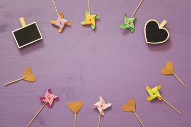 Komik parti kağıt Aksesuar Üstten Görünüm