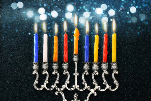 Εβραϊκή διακοπές Hanukkah με menorah — Φωτογραφία Αρχείου