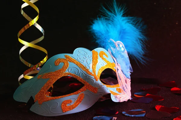 Elegant venetian, mardi gras mask on glitter background — Stock Photo, Image