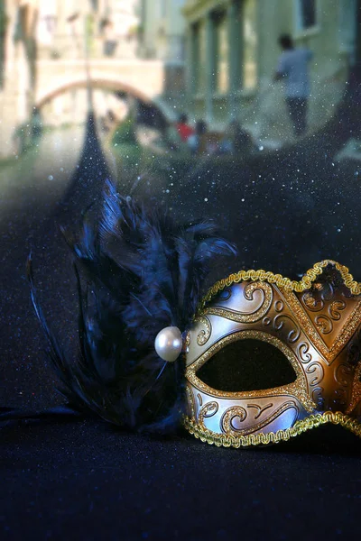 Black venetian mask — Stock Photo, Image