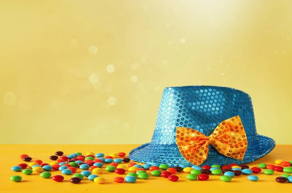 Kék csillogó party kalap — Stock Fotó