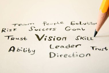 pecil ve handwrittn sözcük vizyon görüntü kadar kapatın 