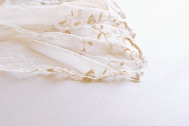 Arka plan beyaz hassas dantel kumaş