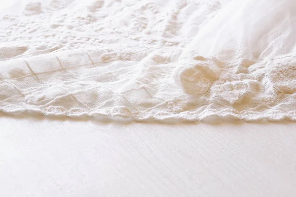 Latar belakang kain renda putih — Stok Foto