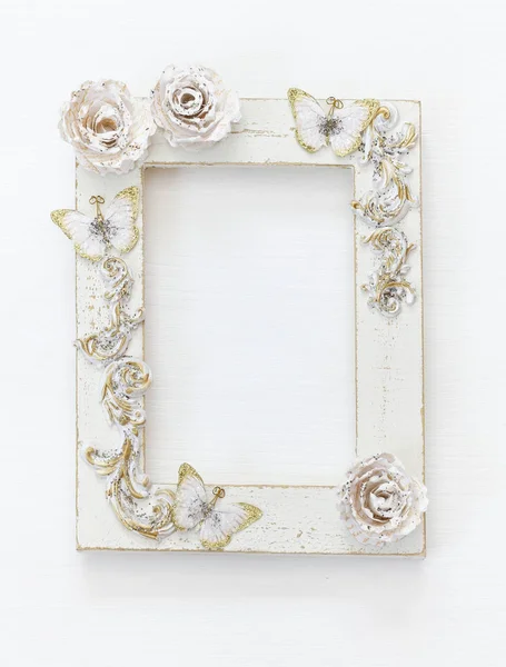 Vintage blank white photo frame — Stock Photo, Image